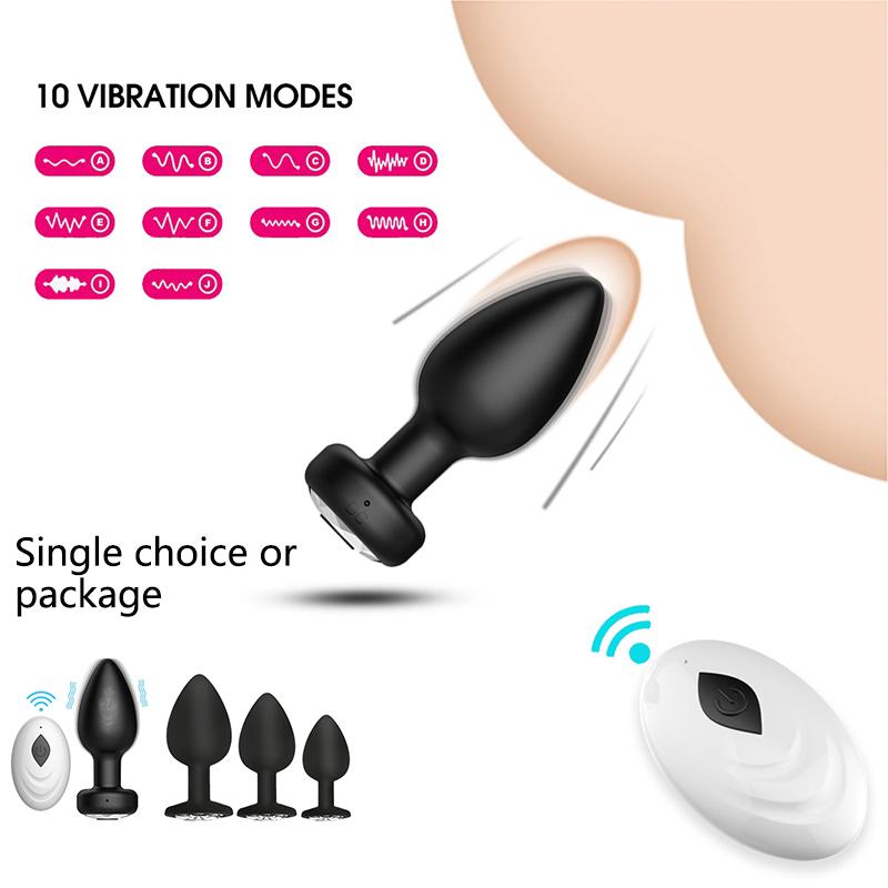 10 Frequency Remote Control Vibrating Anal Plug, Vaginal Clitoral Vibrator and Set