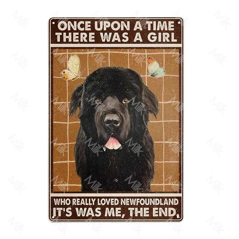 Metal Poster Newfoundland Dog Tin Sign Plate Retro Decor Cafe Home Pet Shop Bedroom Beach Vintage Home Decor Wall Art Plaque