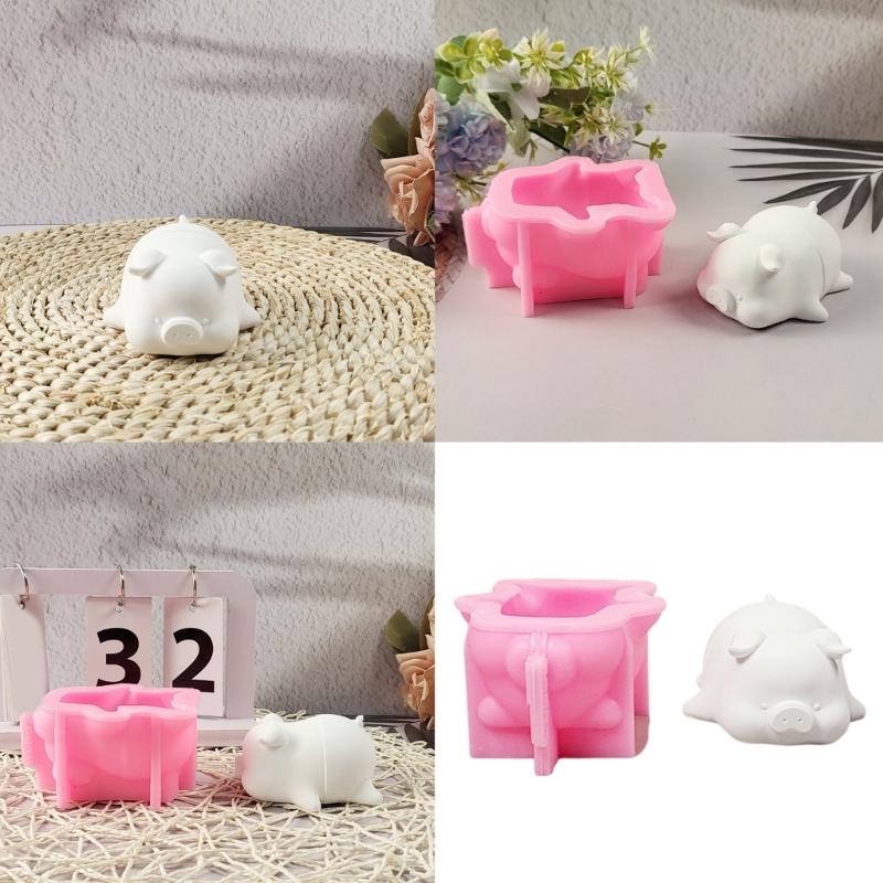 3D Piggy Figurine Silicone Candle Molds Animal Statue Silicone Molds for Epoxy Resin Candle Making Gypsum Decoration