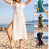 Vestido longo de praia com proteção solar e biquíni sexy plus size para férias na praia