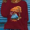 Top da donna Albero dorato Stampa auto Girocollo Manica lunga T-shirt Autunno Casual Slim Pullover Top da donna a manica lunga
