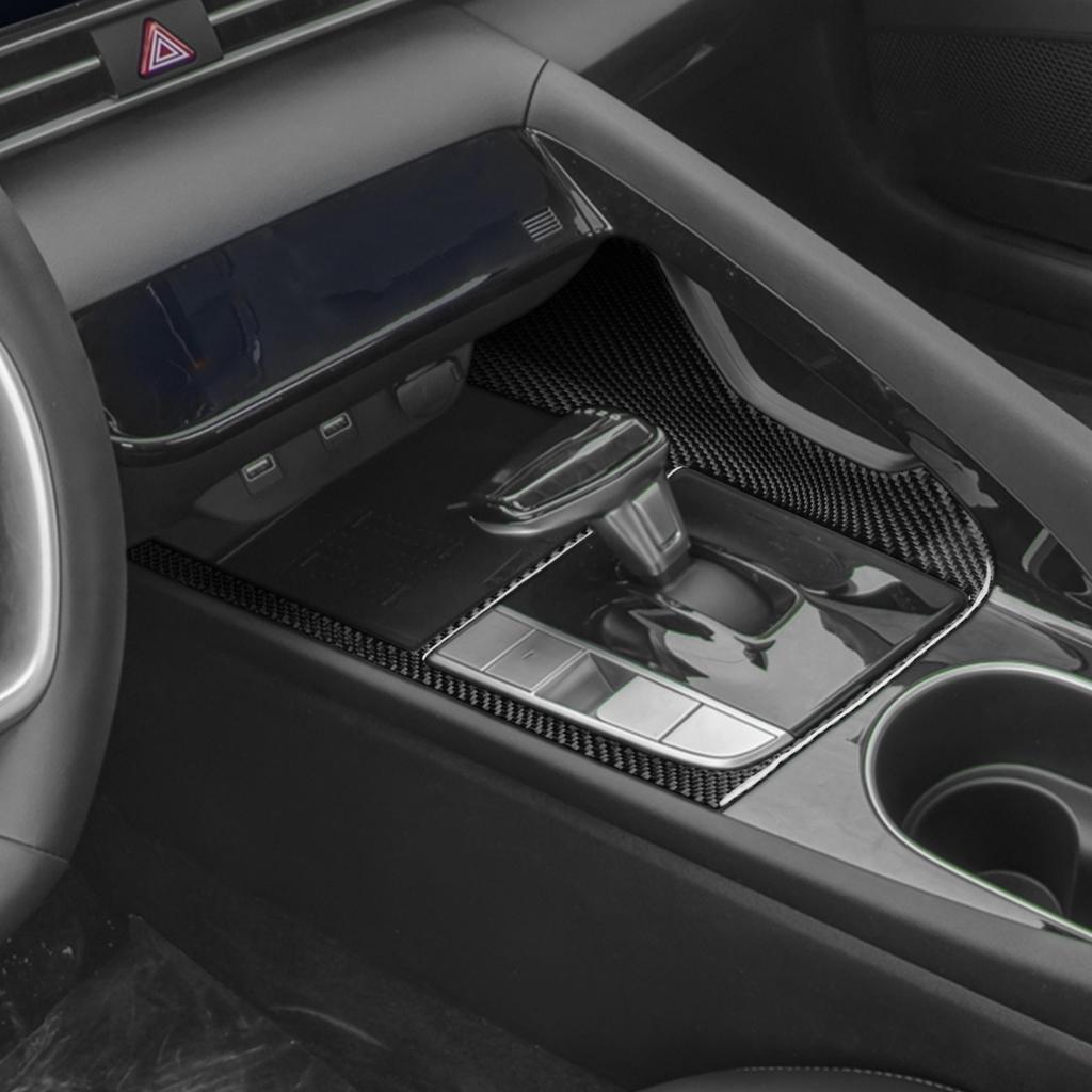 For Hyundai Elantra CN7 2021-2026 Carbon Fiber Central Control Gear Shift Frame Panel Cover Decorative Car Accessories Sticker