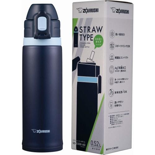 ZOJIRUSHI Water Bottle Direct Drinking Sports Type Stainless Steel Cool Straw Bottle 0.52L Navy SD-CS50-AD