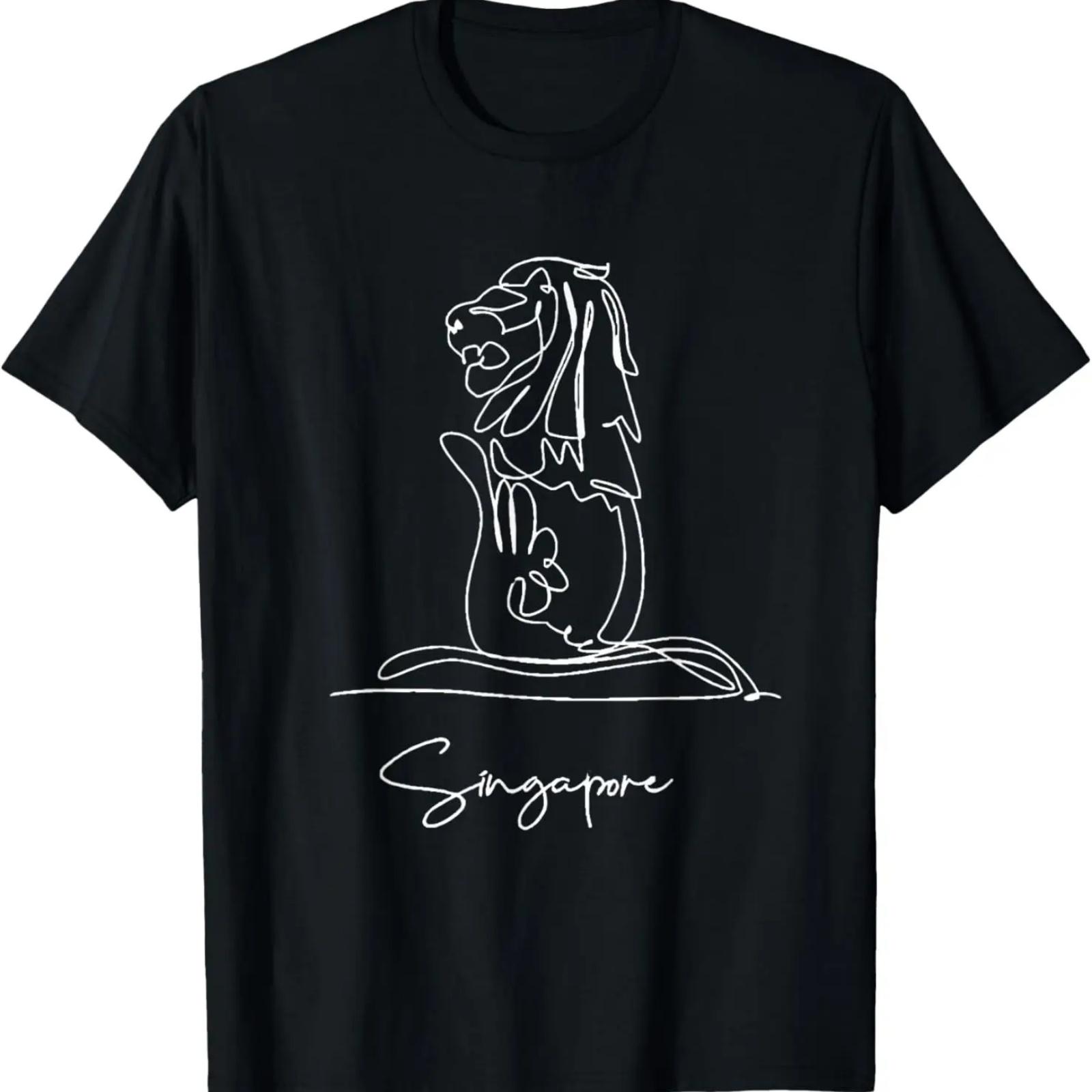 

Singapore Skyline The Merlion mascot of Singapore T-Shirt XXXXXL чёрный