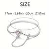 Elegant 925 Sterling Silver Bracelet with Sparkling Heart Zircon and Safety Chain - Perfect Gift for Special Occasions