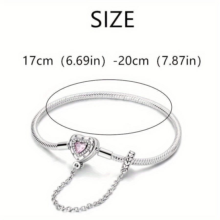 Elegant 925 Sterling Silver Bracelet with Sparkling Heart Zircon and Safety Chain - Perfect Gift for Special Occasions