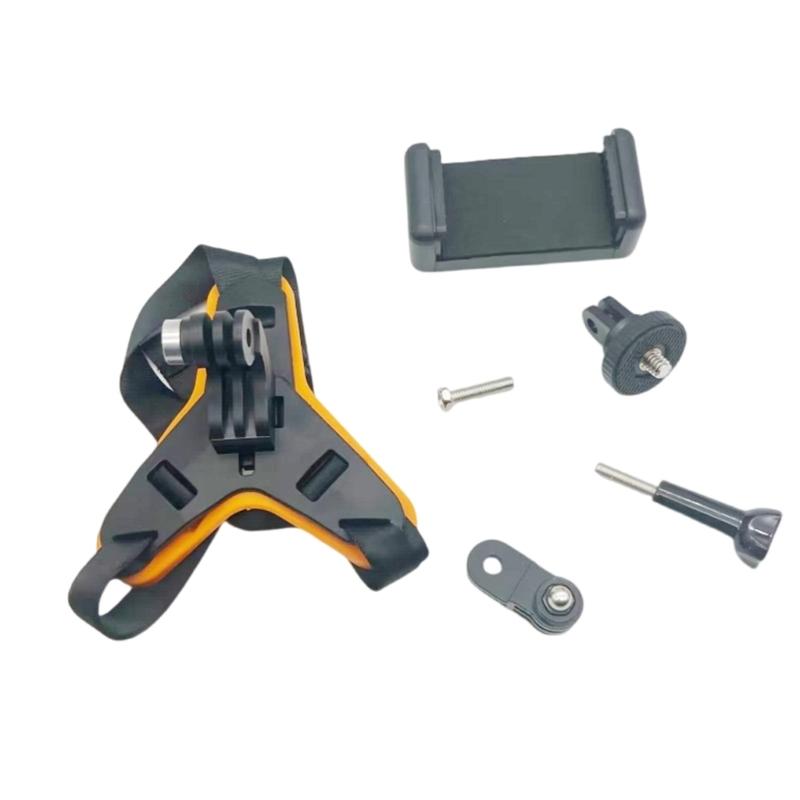 6 Piece Motorcycle Helmets Chin Mount Kit with Long Thumb Screw for Action Cameras and Smartphones