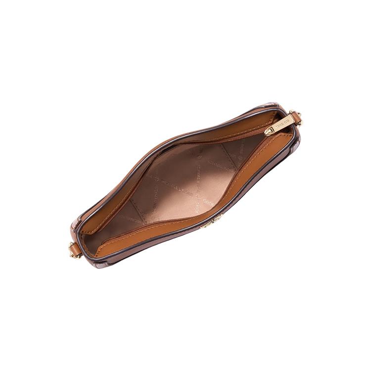 New MICHAEL KORS Leather Crescent Bag Shoulder Bag Small Size Women's Leather Brown/Milk White/Green 35S4G9GU5L