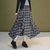 Autumn 2025 High-Waisted Irregular Black & White Plaid Skirt for Women