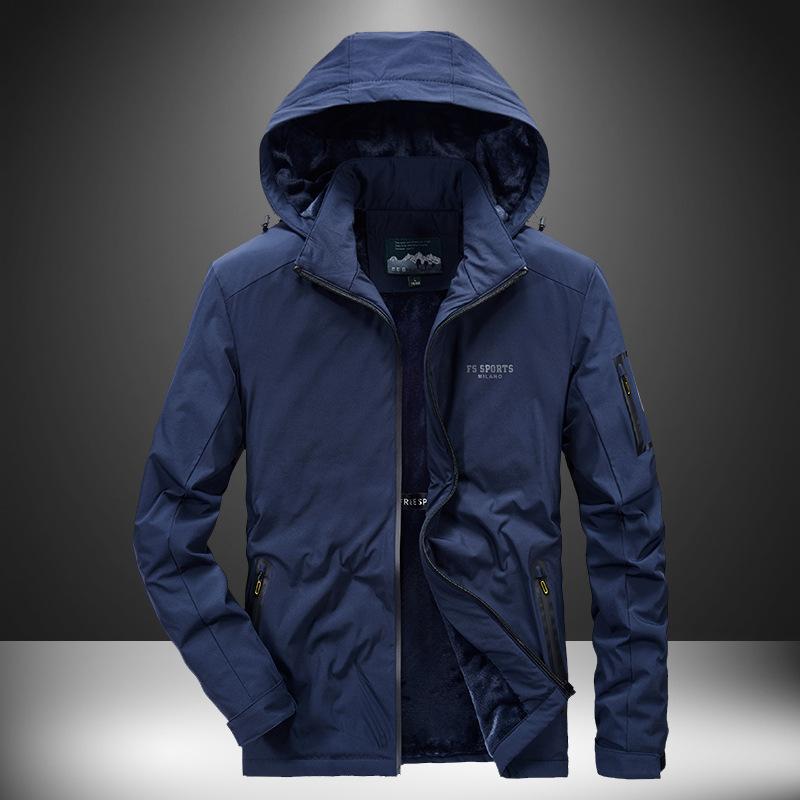 New Jacket for Men's Middle-aged and Elderly Daddy Suit Long-sleeved Thickened Velvet Hooded Jacket Casual Business Versatile Top