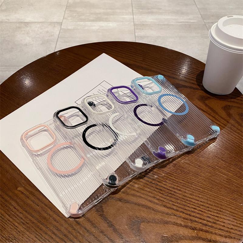 Transparent Stripe Soft TPU Phone Case For iPhone 16 15 14 Plus 13 12 11 Pro Max Clear Magnetic For Magsafe Wireless Charge Capa