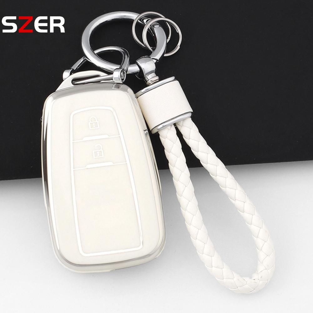2 Buttons For Toyota Prius Camry Corolla Chr C-Hr Rav4 Land Cruiser Prado Tpu Car Key Case Cover Shell Fob Keychain Accessories