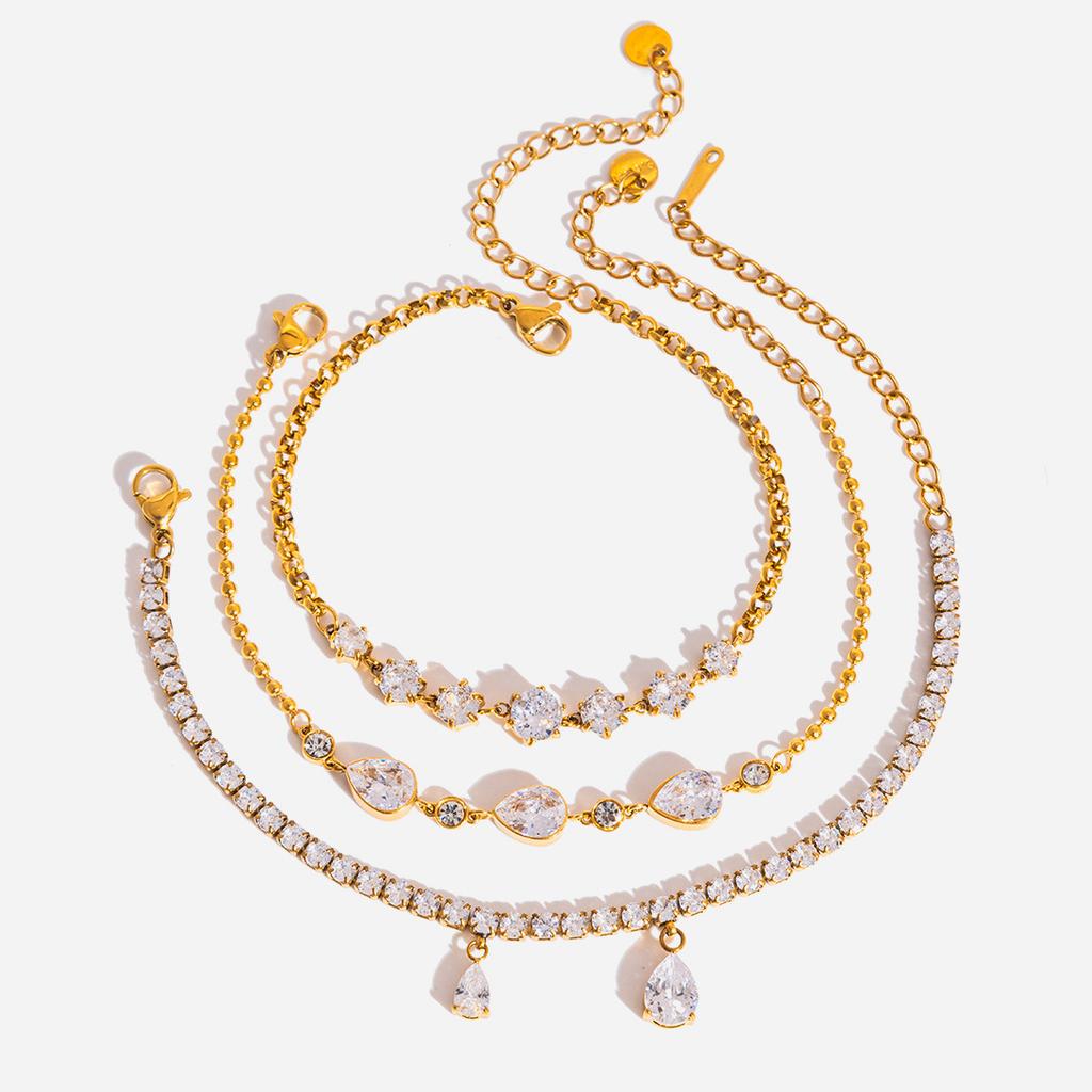 European American Non Fading Stainless Steel Charm Stackable Bracelet Zircon Trendy Women Light Luxury High End Anniversary