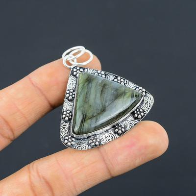 Natural Labradorite Gemstone Jewelry 925 Sterling Silver Pendant For Girls