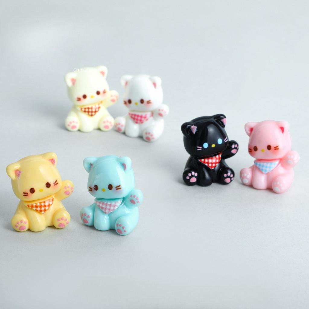 10Pcs Cartoon Cat Animal Miniatures Mini Figurine Resin Ornaments Fairy Garden Decoration Micro Landscape