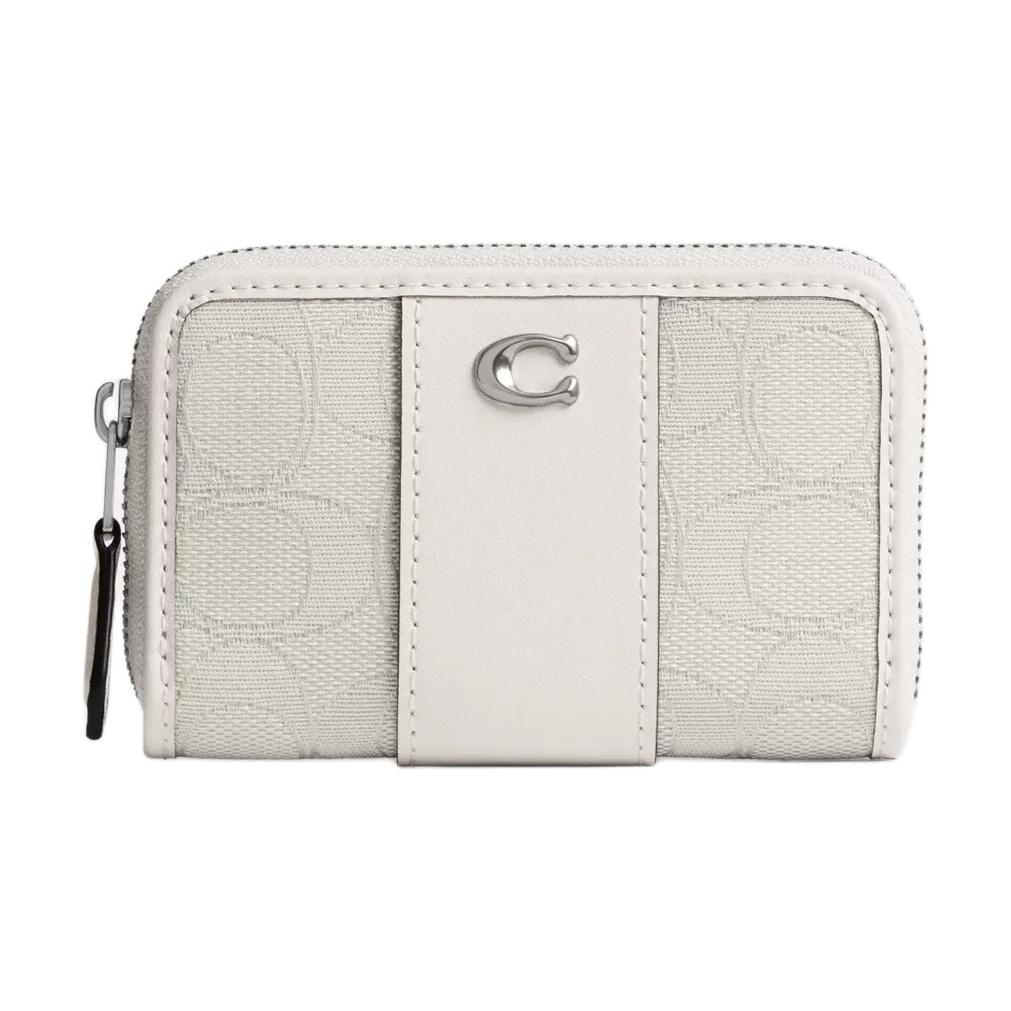 Coach Signature 11 Logo Silver Hardware Jacquard Card Case Women Card Case Cloud-Pink CCA06-LHY27 Cloud Chalk