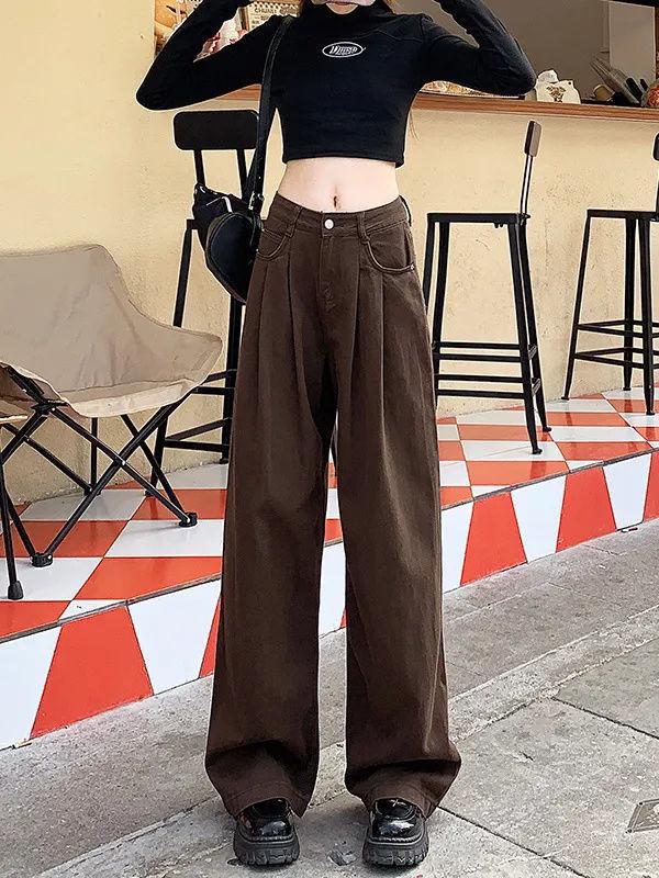 Unisex High-Waisted Light-Wash Wide-Leg Jeans: 2026 Slimming Floor-Length Autumn Style