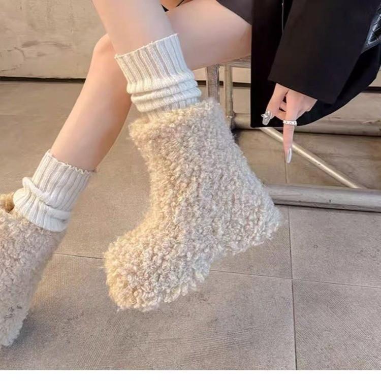 Women's thick-soled plush upper winter lightweight warm anti cold padded snow boots non-slip wear casual sneakers cotton boots