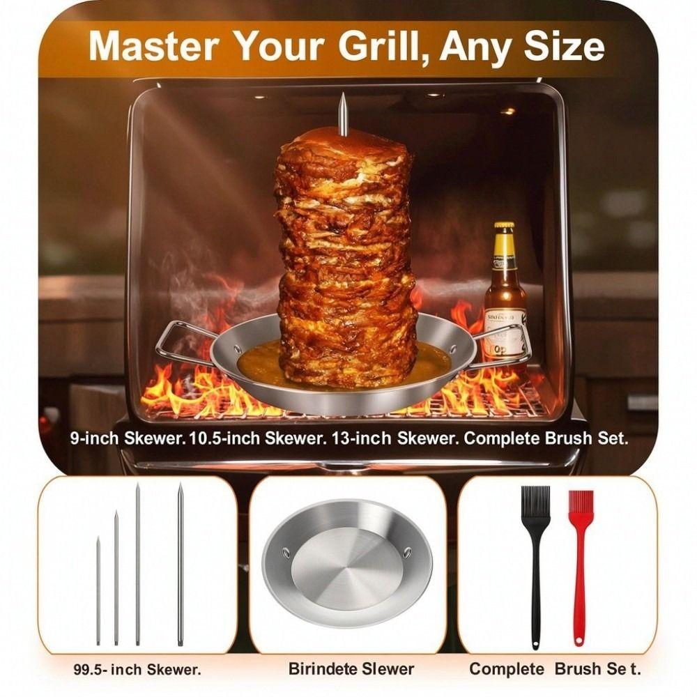 9/10.5/13inch Shawarma Skewer Stand Removable Spikes Skewer Grill Set BBQ Skewer  Picnic Grill