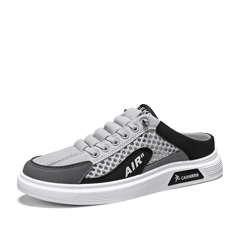 

Модные летние новые мужские повседневные спортивные туфли на шнуровке, сетчатые дышащие на плоской подошве, обувь для ходьбы в один шаг, большого размера, кеды 39 серый