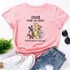 Dogs Make Me Happy Cotton T-Shirt Short Sleeve Round Neck Women 2d Print Tops