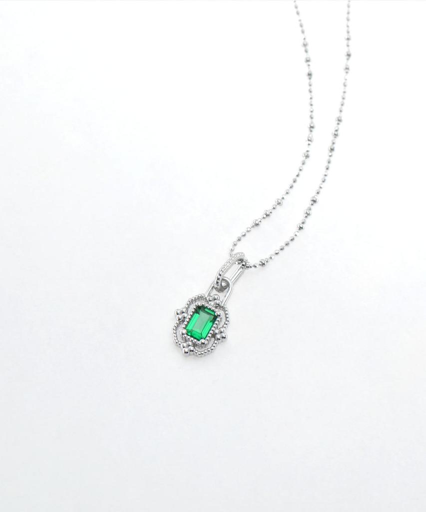 Vivus Rapillus Royal Green White Gold Silver Necklace