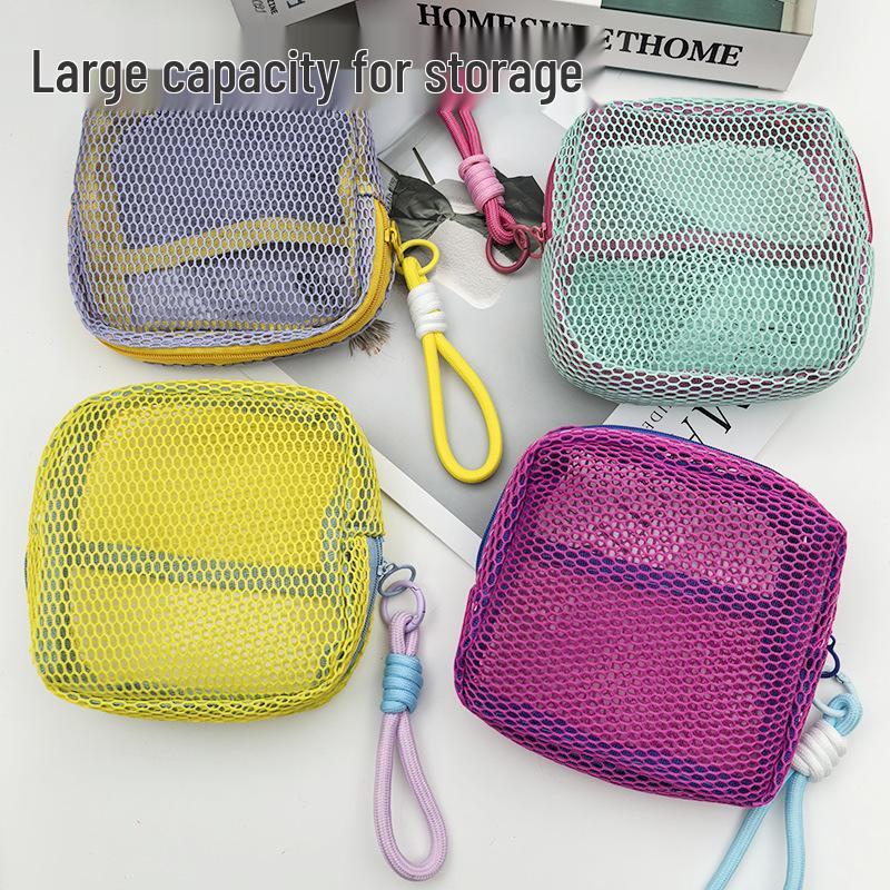 Dopamine Grid Tofu Lipstick Pouch: Large Capacity Travel Makeup Bag