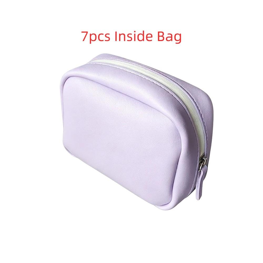 7/14PCS Portable Waterproof Pill Pouch Set Leakproof Zippered Pouches 7-Day Pill Organizer Moisture-proof PU Leather