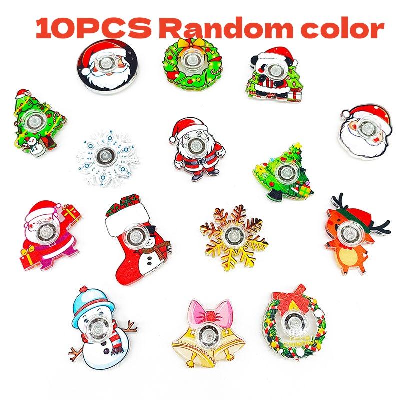 Christmas 10PCS Fingertip Gyro Toy Santa Claus Christmas Tree Creative Fidget Spinners Toys Stress Relief Party Favors Xmas Gift