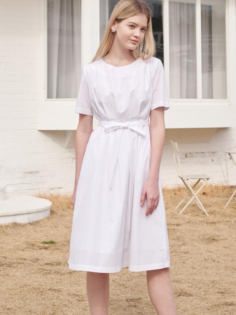 Koes Cotton Pleated Dress_White