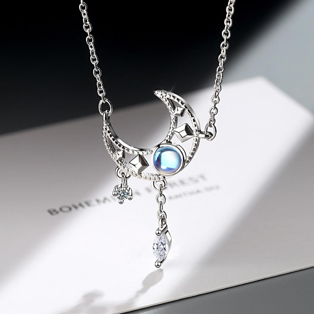 925 srebro kryształowe zestawy biżuterii księżycowej dla kobiet elegancki elegancki naszyjnik stadniny kolczykigaabou biżuteria
