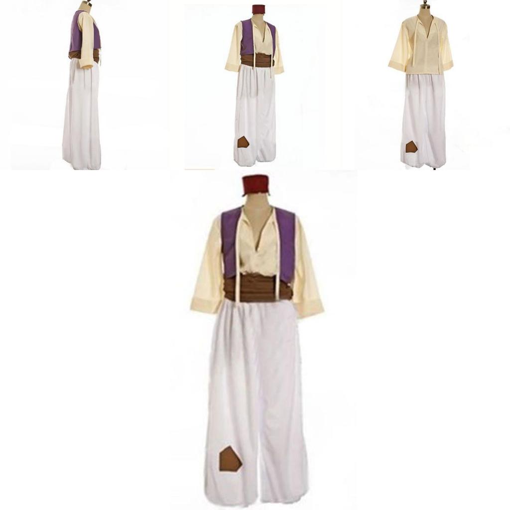 Enchanting Mens Adult Prince Aladdin Cosplay Costume Outfit With Elegant Hat