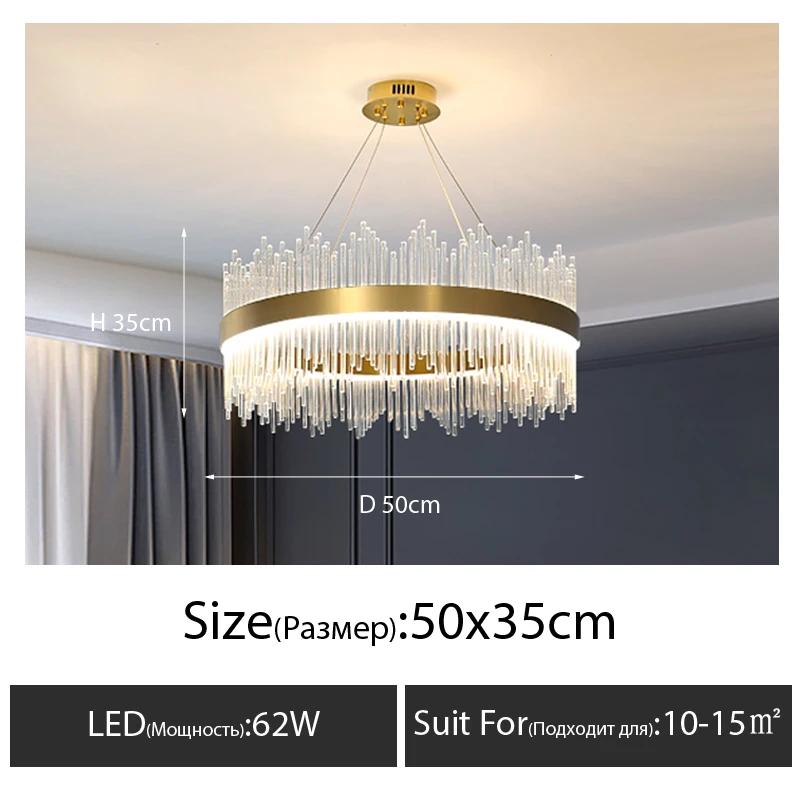 Light Luxury Post-modern Living Room Lamp Crystal Chandelier Personality Simple Creative Metal Ring Bedroom Restaurant Lamp