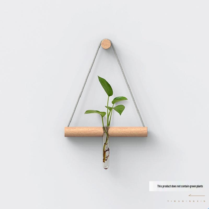 Elegant Wall Hanging Hydroponic Vase with Hemp Rope for Plants and Pothos