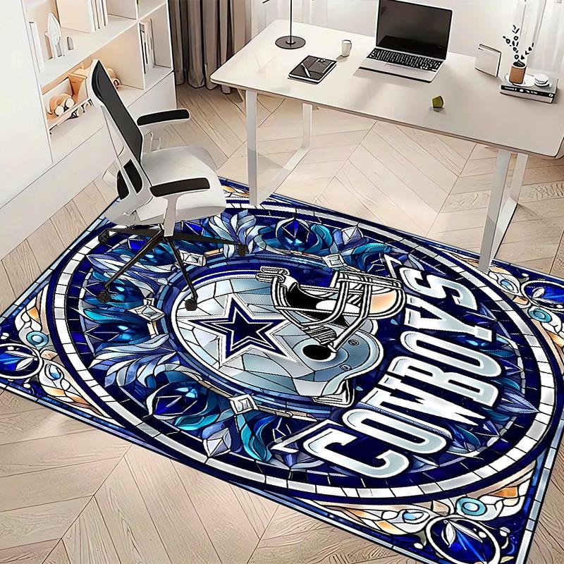 Dallas Cowboys Print Area Rug - Soft, Washable Non-Slip Indoor Mat for Office Chairs, Living Room, Home Office Decorative Rug