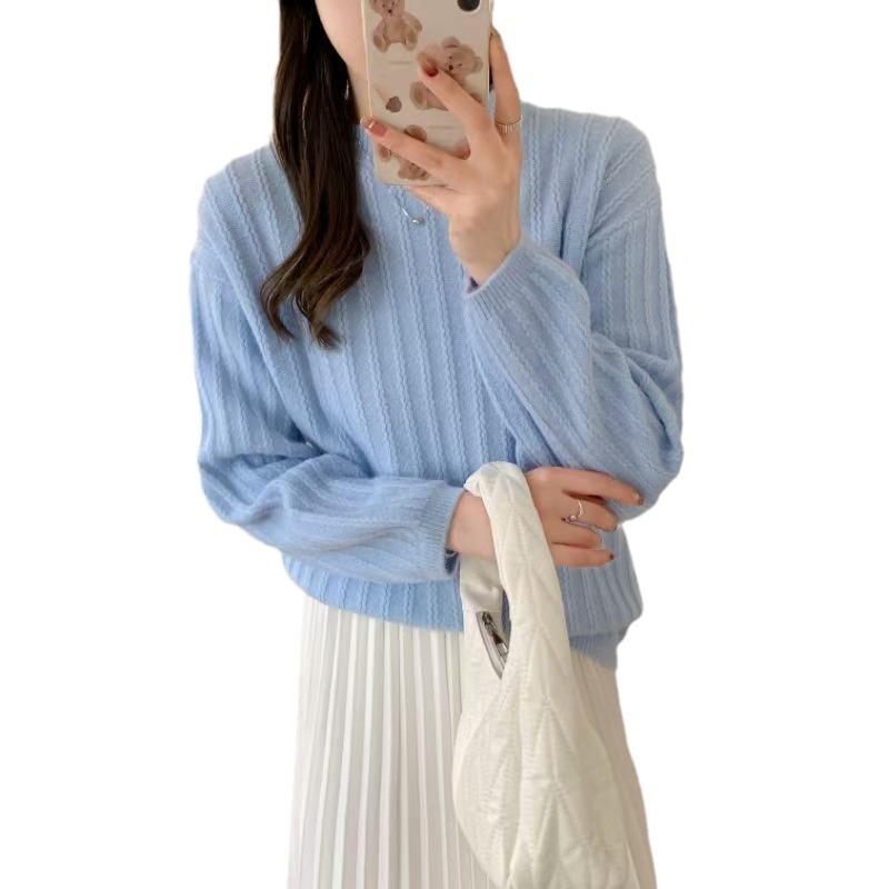 Autumn and Winter Round Neck Pullover Sweater for Women Women's Loose Knit Sweater Top