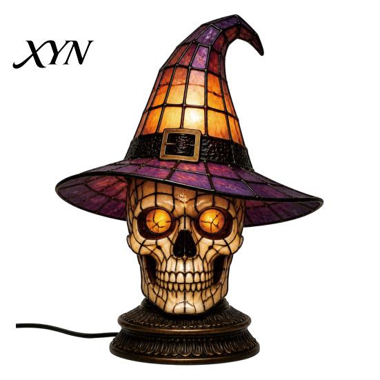 Sezonowa Lampa Dekoracyjna Lampa Kapelusz Czarownicy, Kolorowe Światło LED, Halloweenowy Stół z Ciepłym Blaskiem, Gotycka Dekoracja Sypialni Lampka Nocna na Kominek Półkę