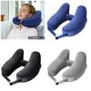 Soft Velour Cover Inflatable Neck Pillow Massage Feature Neck Support Pillow  for Adults