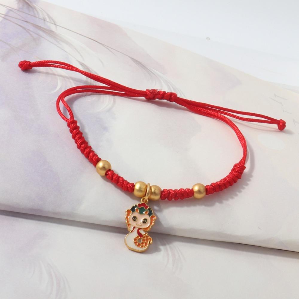 Chinese Style Lucky Red Rope New Year Fortune Bracelet Cute Snake Year Bracelet  Women