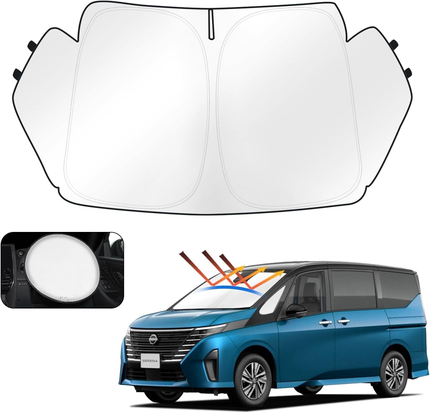 

Обновленный солнцезащитный козырек и блокирующий тепло Cartist Nissan Serena C28 Передний солнцезащитный козырек Sunset Sunfia Sunline Лобовое стекло Sunset Sunfia Sunline Шторка от солнца УФ Авто