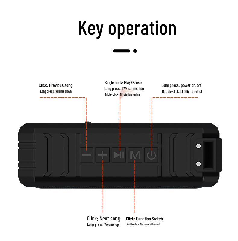 X8 Waterproof Bluetooth Speaker with Power Bank, Luminous Outdoor Subwoofer, Colorful Lights, and IPX7 Rating.