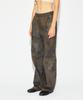 Tonsle Dirty Wash Elastic Waist Double Pleated Wide Pants Khaki