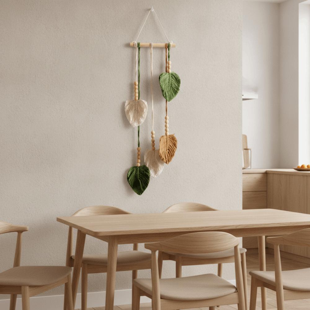 High Quality Handmade Woven Leaf Tapestry Cotton Rope Bohemian Style Leaf Hanging Ornament Leaf Wall Hanging Bohemian Style