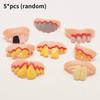 5pcs Terrible Funny Rotten Goofy Fake Teeth Creepy Dentures Party Halloween