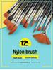 12-Piece Mixed Style Black Handle Brush Set: Short, Nylon Bristle Brushes for Watercolor, Gouache & Oil Painting