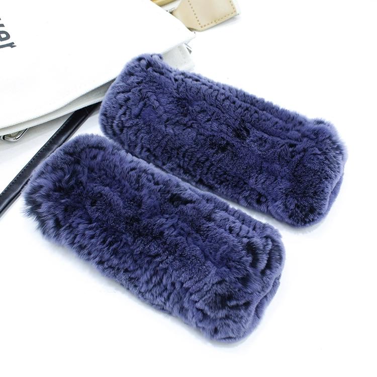 

[Мягкие и Теплые Перчатки] Новые Вязаные Перчатки без пальцев из Пуха Кролика Рекс, Милые и Симпатичные Перчатки на Запястье average size темно-синий