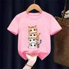 Cute Cat Graphic Kids Tshirts Summer Short Sleeve Tees Cartoon Animal Boys Girls Clothes Kawaii Kitten Tops Y2K Children Tshirt