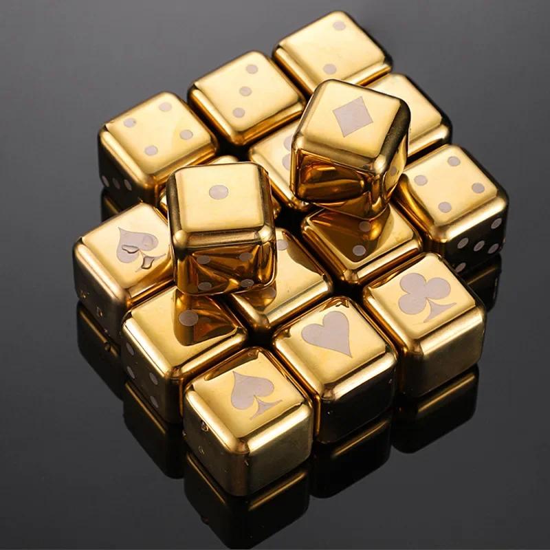 304 Stainless Steel Ice Cubes, Reusable Whiskey Stones, Dice Poker Pattern, Quick-Frozen Metal Ice Pellets, Beer Cooler Bar Tool
