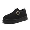Fashion Women Suede Mules Platform Flats Boston 2024 Fashion Retro Outdoor Snow Boot Winter New Comfort House Shoe Plush Thick Cotton