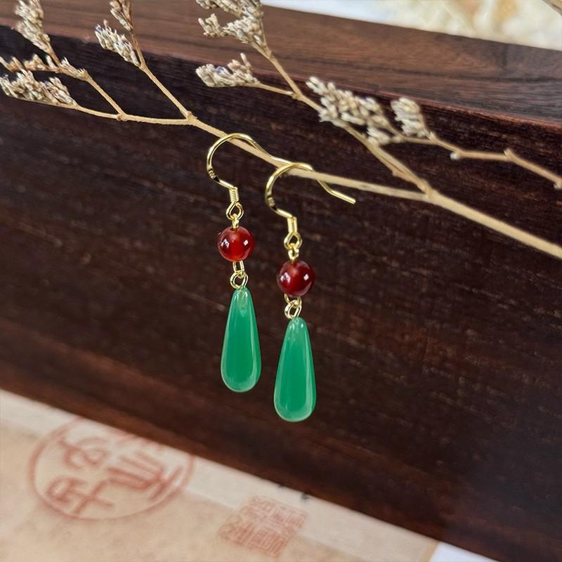 Exotic high-end sense niche new Chinese-style ethnic feng shui drop ear hook retro fashion design personalized ear jewelry